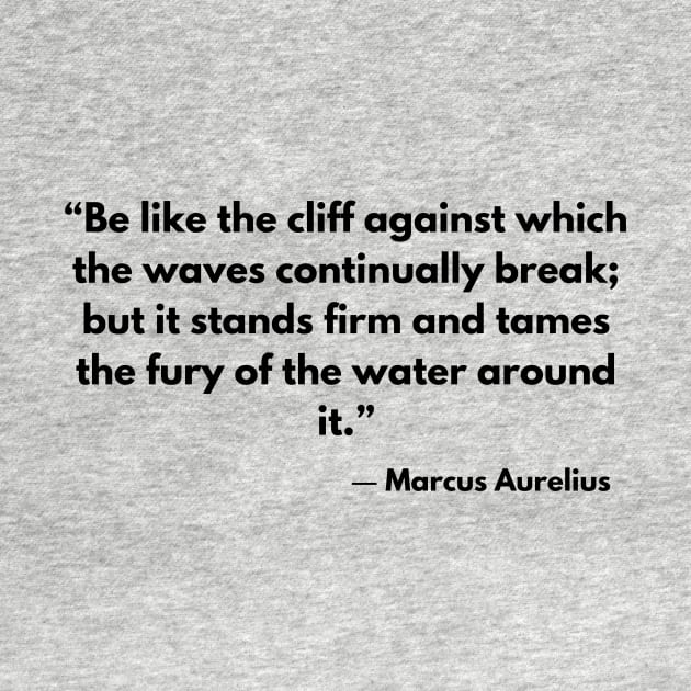 “Be like the cliff against which the waves continually break; but it stands firm and tames the fury of the water around it.” Marcus Aurelius by ReflectionEternal